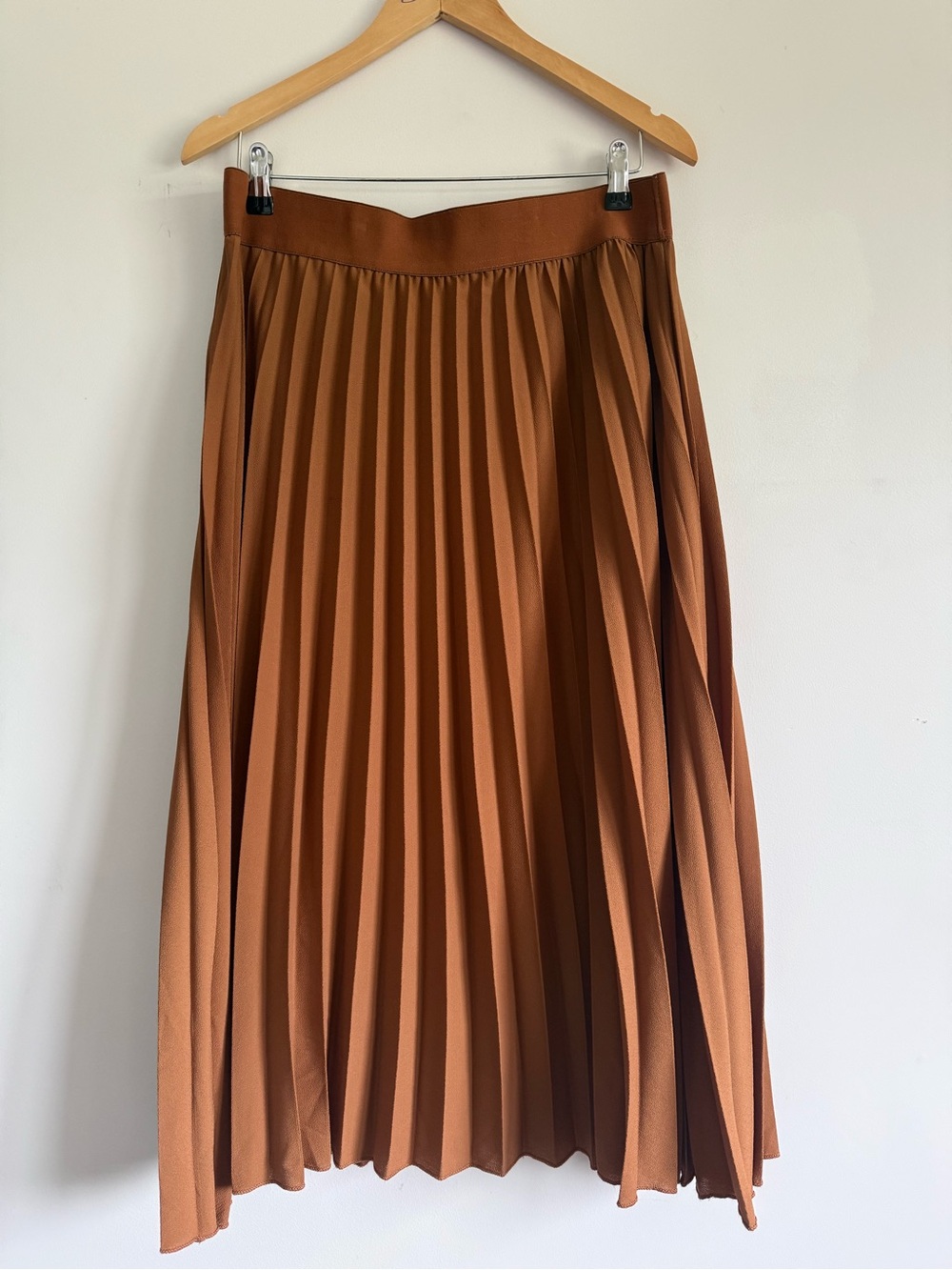 Metro Wear Pleated Midi Skirt in Rust